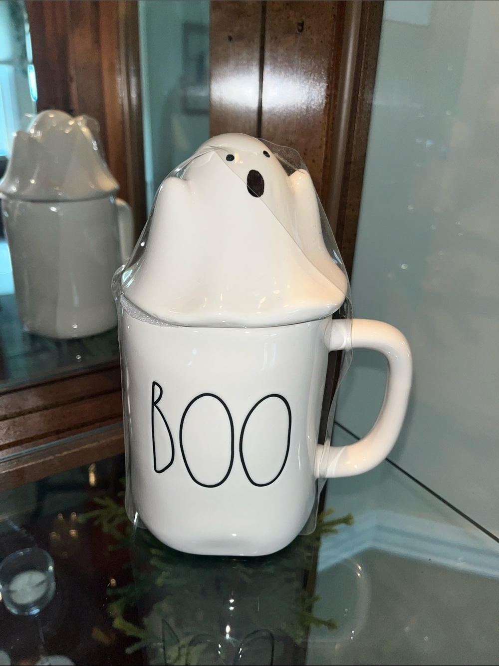 Rae Dunn White 'BOO' Ghost Lid Ceramic Mug
